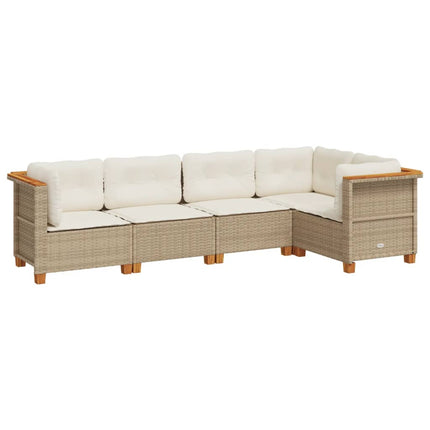Soffgrupp för trädgården med dynor 5 delar beige konstrotting