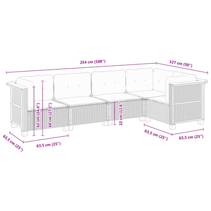 Soffgrupp för trädgården med dynor 5 delar beige konstrotting