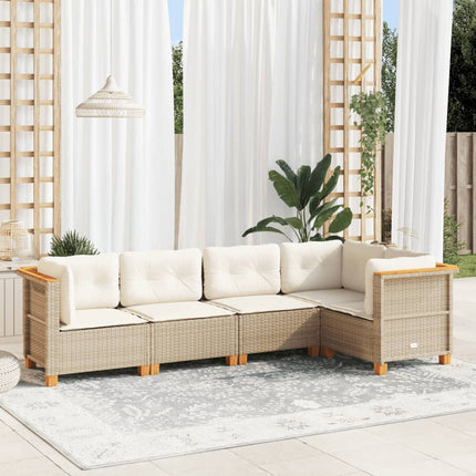 Soffgrupp för trädgården med dynor 5 delar beige konstrotting