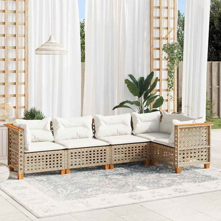 Soffgrupp för trädgården med dynor 5 delar beige konstrotting