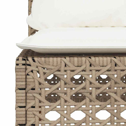 Matgrupp för trädgården med dynor 7 delar beige konstrotting