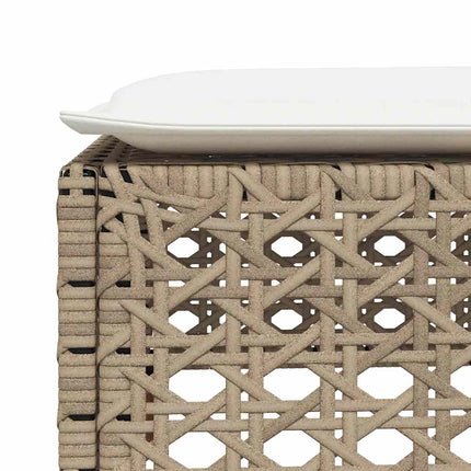 Matgrupp för trädgården med dynor 8 delar beige konstrotting