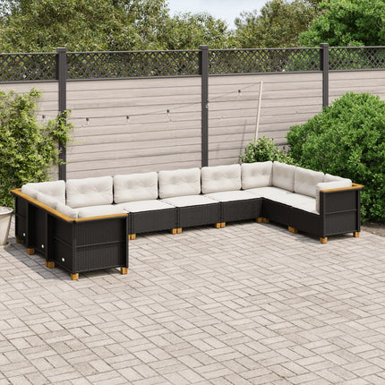 Loungegrupp 10 delar med svarta dynor konstrotting