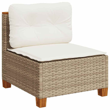 Loungegrupp för trädgården m. dynor 11 delar beige konstrotting