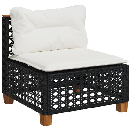 Loungegrupp 10 delar med svarta dynor konstrotting
