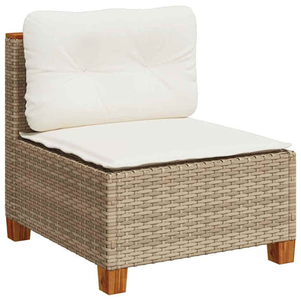 Loungegrupp för trädgården m. dynor 11 delar beige konstrotting