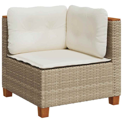 Loungegrupp för trädgården m. dynor 11 delar beige konstrotting