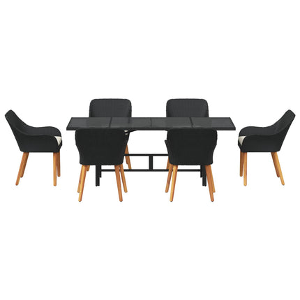 Trädgårdsmöbelset med kudde 7 pcs Svart konstrotting