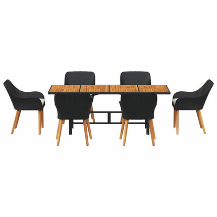 Trädgårdsmöbelset med kudde 7 pcs Svart konstrotting