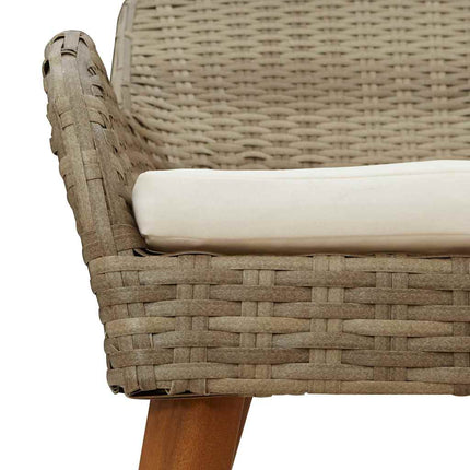 Trädgårdsmöbelset med kudde 7 pcs Beige konstrotting