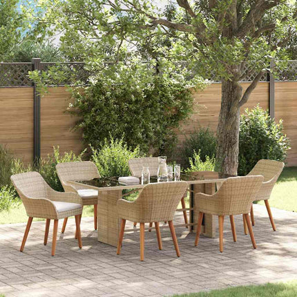 Trädgårdsmöbelset 7 st Beige konstrotting