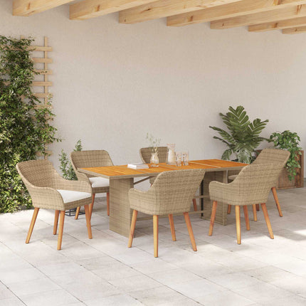 Trädgårdsmöbelset 7 st Beige konstrotting