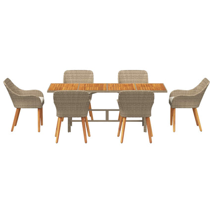 Trädgårdsmöbelset 7 st Beige konstrotting