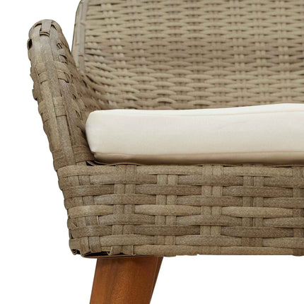 Trädgårdsmöbelset med kudde 9 pcs Beige konstrotting