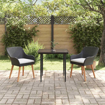 Trädgårdsmöbelset med kudde 3 pcs Svart konstrotting