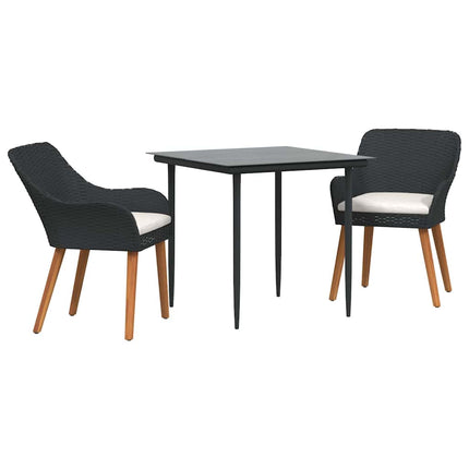 Trädgårdsmöbelset med kudde 3 pcs Svart konstrotting