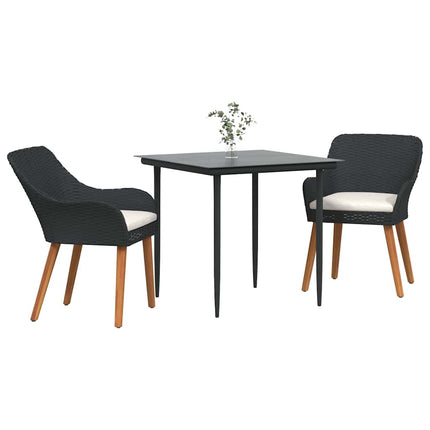 Trädgårdsmöbelset med kudde 3 pcs Svart konstrotting
