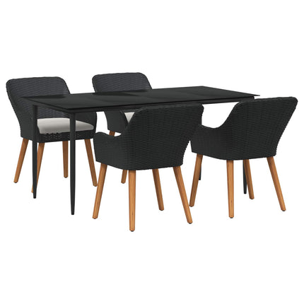 Trädgårdsmöbelset med kudde 5 pcs Svart konstrotting