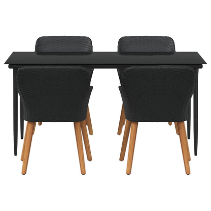 Trädgårdsmöbelset med kudde 5 pcs Svart konstrotting