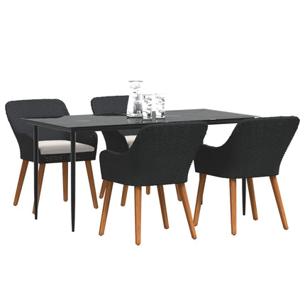 Trädgårdsmöbelset med kudde 5 pcs Svart konstrotting