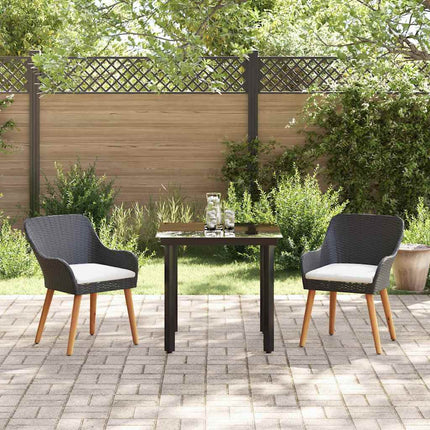 Trädgårdsmöbelset med kudde 3 pcs Svart konstrotting