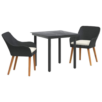 Trädgårdsmöbelset med kudde 3 pcs Svart konstrotting