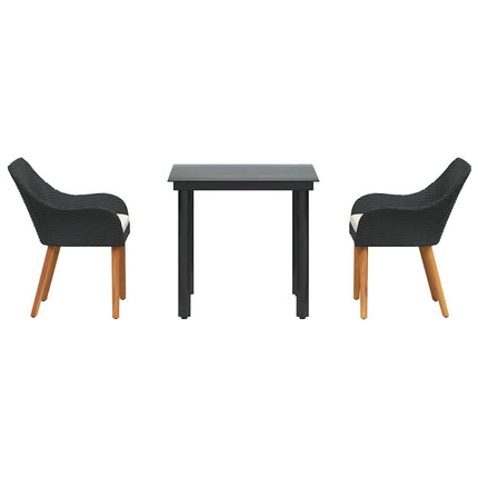 Trädgårdsmöbelset med kudde 3 pcs Svart konstrotting