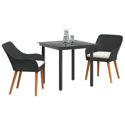 Trädgårdsmöbelset med kudde 3 pcs Svart konstrotting