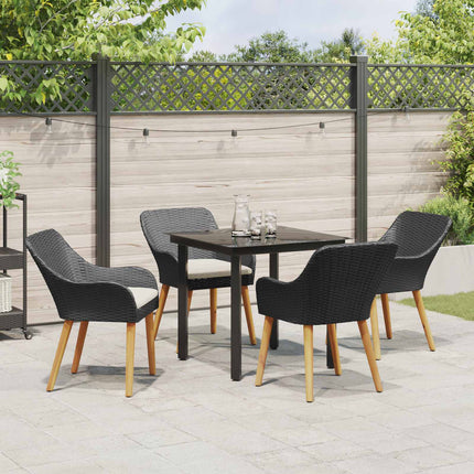 Trädgårdsmöbelset med kudde 5 pcs Svart konstrotting