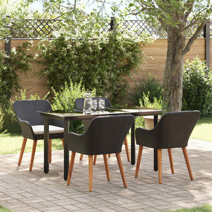 Trädgårdsmöbelset med kudde 5 pcs Svart konstrotting