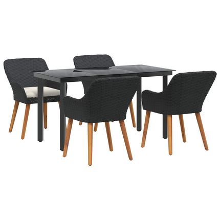 Trädgårdsmöbelset med kudde 5 pcs Svart konstrotting