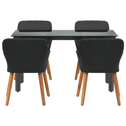Trädgårdsmöbelset med kudde 5 pcs Svart konstrotting