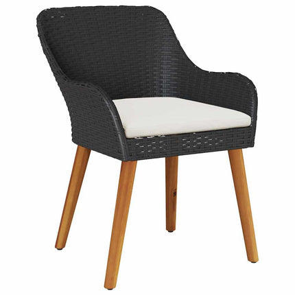 Trädgårdsmöbelset med kudde 7 pcs Svart konstrotting