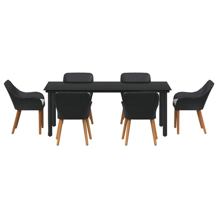 Trädgårdsmöbelset med kudde 7 pcs Svart konstrotting