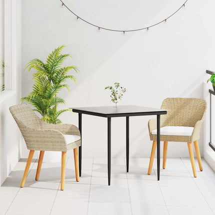 Trädgårdsmöbelset med kudde 3 pcs Beige konstrotting