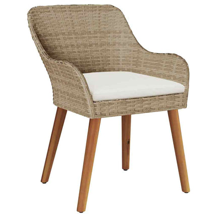 Trädgårdsmöbelset med kudde 3 pcs Beige konstrotting