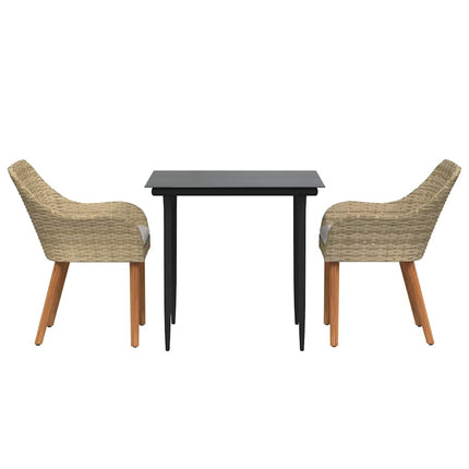 Trädgårdsmöbelset med kudde 3 pcs Beige konstrotting
