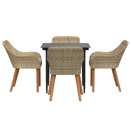 Trädgårdsmöbelset 5 st Beige konstrotting