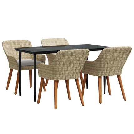Trädgårdsmöbelset med kudde 5 pcs Beige konstrotting