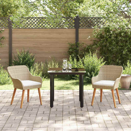Trädgårdsmöbelset med kudde 3 pcs Beige konstrotting