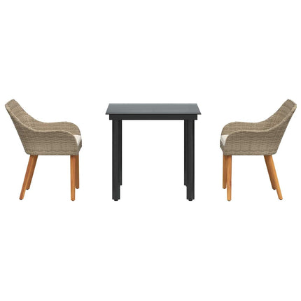 Trädgårdsmöbelset med kudde 3 pcs Beige konstrotting