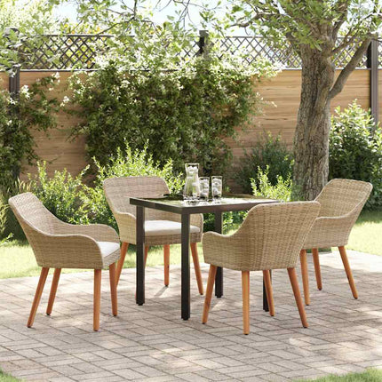 Trädgårdsmöbelset 5 st Beige konstrotting
