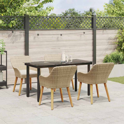 Trädgårdsmöbelset 5 st Beige konstrotting