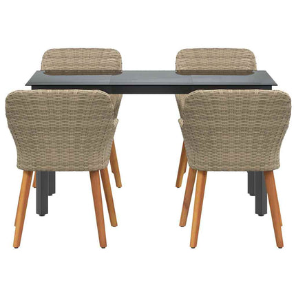 Trädgårdsmöbelset 5 st Beige konstrotting