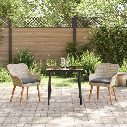 Trädgårdsmöbelset med kudde 3 pcs Ljusgrå konstrotting