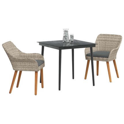 Trädgårdsmöbelset med kudde 3 pcs Ljusgrå konstrotting
