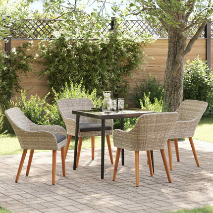 Trädgårdsmöbelset med kudde 5 pcs Ljusgrå konstrotting