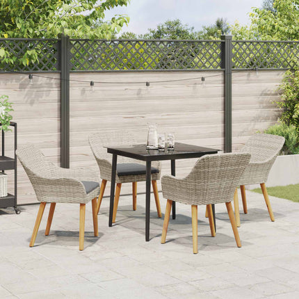 Trädgårdsmöbelset med kudde 5 pcs Ljusgrå konstrotting