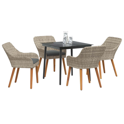 Trädgårdsmöbelset med kudde 5 pcs Ljusgrå konstrotting