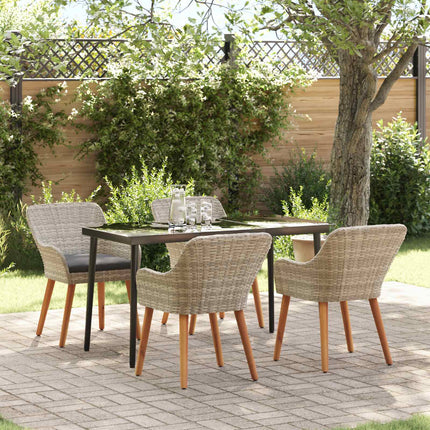 Trädgårdsmöbelset med kudde 5 pcs Ljusgrå konstrotting